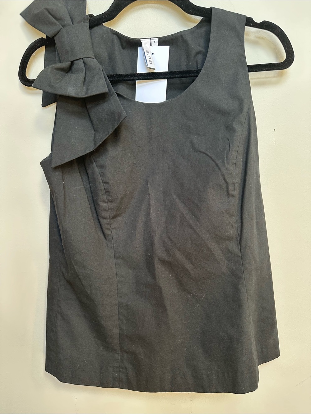Anthropologie SINE Sz 4 Black Bow-Shoulder Shell Blouse Top